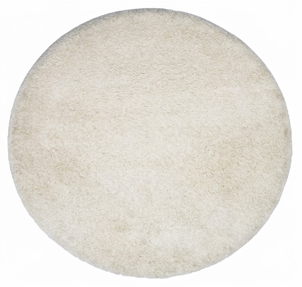 Handmade Cream Round Shaggy Carpet