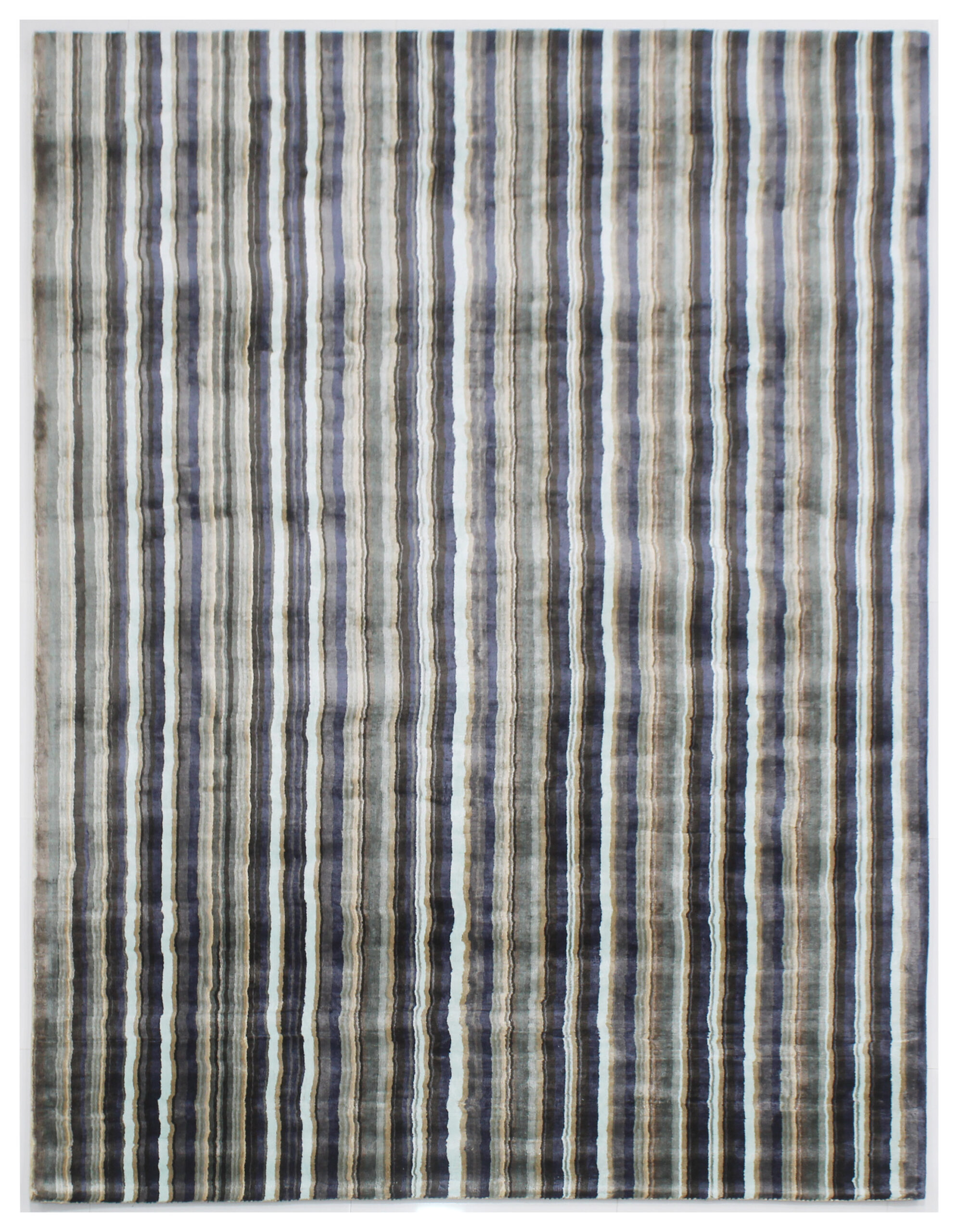 Handmade Striped Carpet | 100% Bamboo Silk Rug