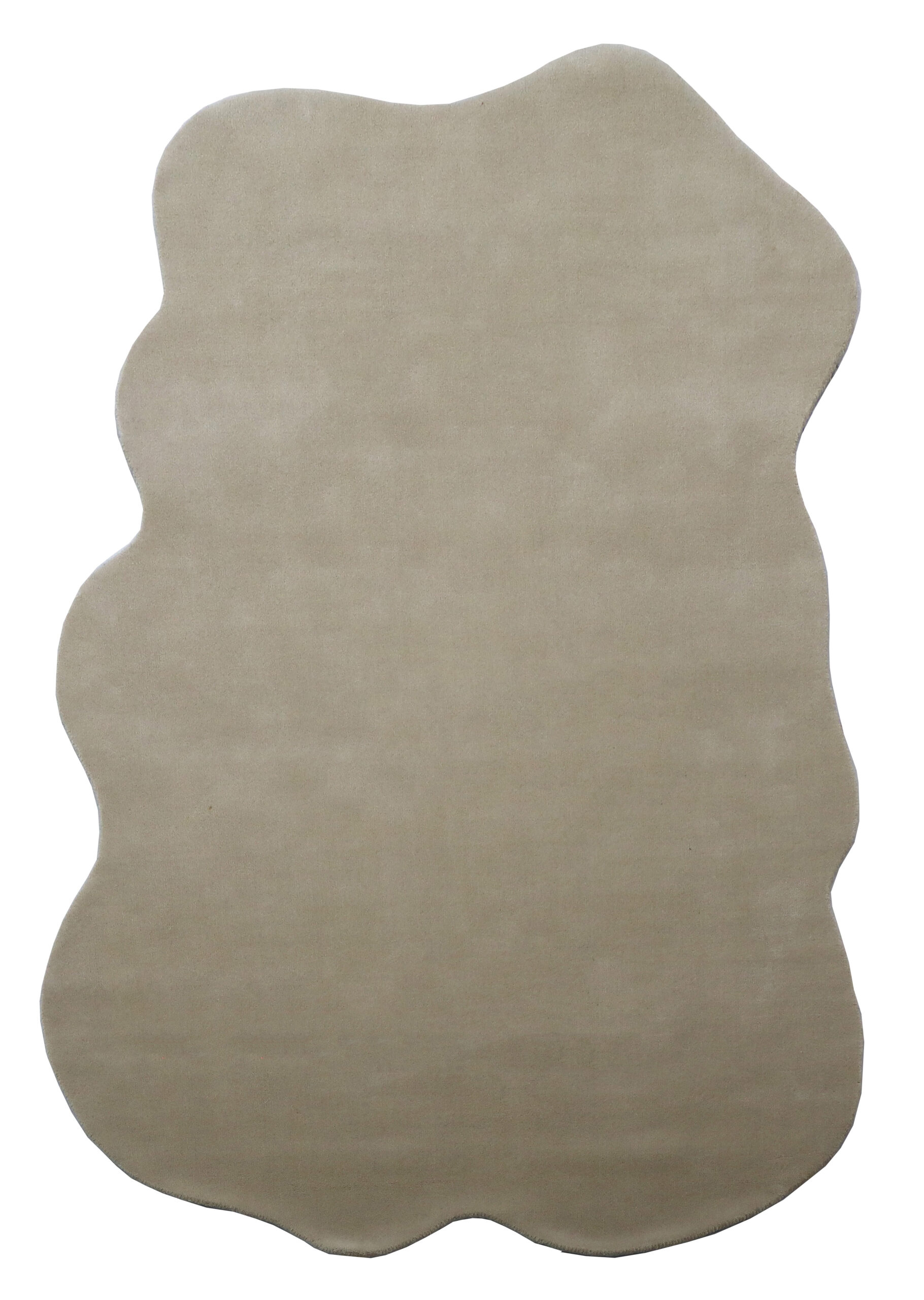 Handmade Irregular Beige Carpet | 100% Wool Rug