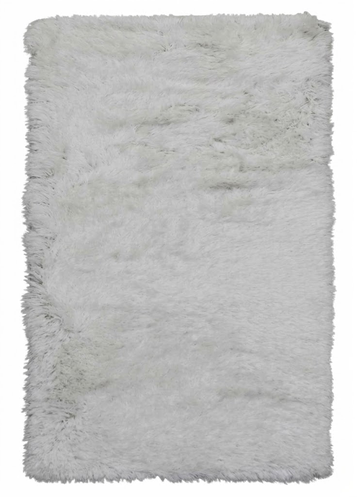 Handmade White Minimalist Shaggy Carpet